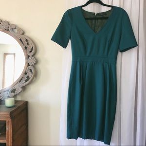 J. Crew Emerald Wool Dress with Sleeves